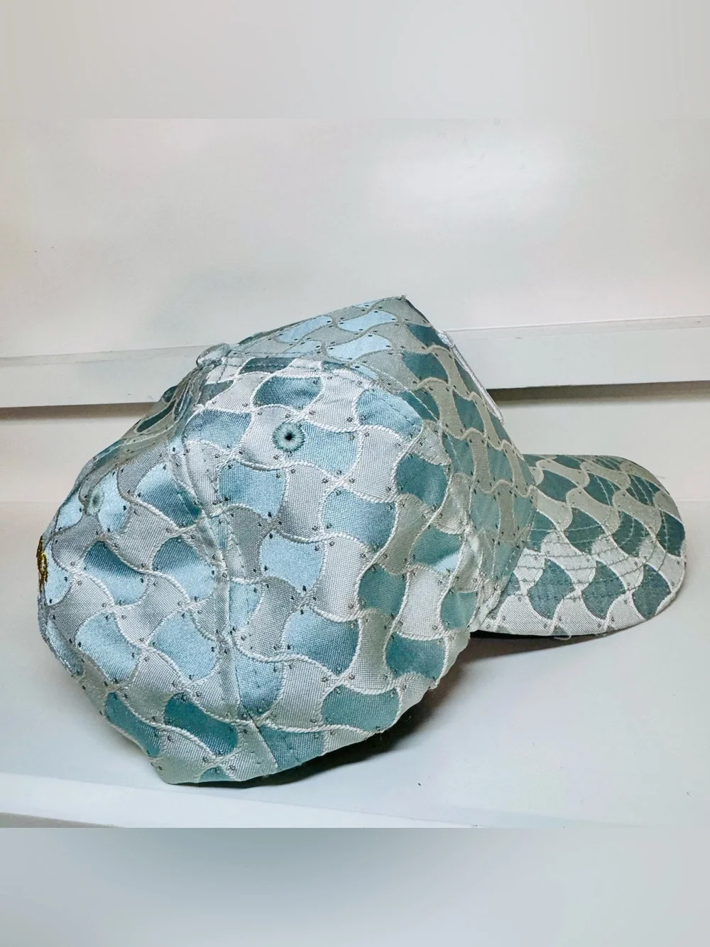 Reference Brand Luxe Woven Snapback Hat - Blue Snake Scale Pattern w/ Embroidere